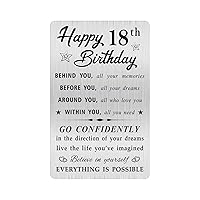 Happy 18th Birthday Card for Boy Girl, Small Engraved Wallet Card for 18 Year Old Birthday Gifts
