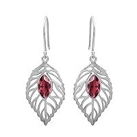 1.00 CT Celtic Leaf Design Hook Dangle Earrings 925 Sterling Silver Rhodium Plated Handmade Jewelry Gift for Women