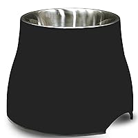 Dogit Elevated Dog Bowl, Stainless Steel Dog Food and Water Bowl for Small Dogs, Black, 73744