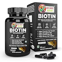 Biotin Maximum Strength for Hair Skin & Nails Supplement for Hair Growth, Strong Hair and Glowing Skin for Men and Women, 30 Capsules (Pack of 1)