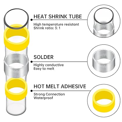 Amliber 400PCS Solder Seal Wire Connectors 26-6 Gauge, Heat Shrink Butt Connectors Solderstick Waterproof Wire Electrical Connector Kit for Marine Automotive Boat Truck Wire Joint