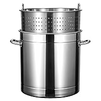 Outdoor Cooking Crawfish Seafood Boil Pot - Stainless Steel Stock Pot with Strainer Basket for Lobster Crab Boil and Shrimp Boil,19.8in/135 Quart/34 Gallon (11.8in/35 Quart/8.5 Gallon)