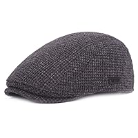 Hunting Hat Men's Ambysun Hat Cotton Plaid Flat Cap Driver Mens Hunting Ivy Hat Beret for Men (Color: Dark Gray)