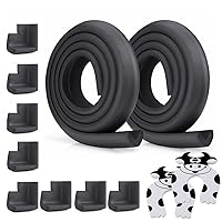 Safety Edge & Corner Guards & Door Stopper Set for Baby Proofing - Child Safety Furniture Bumper Strip | Table Protectors | Pre-Taped Corners | Black