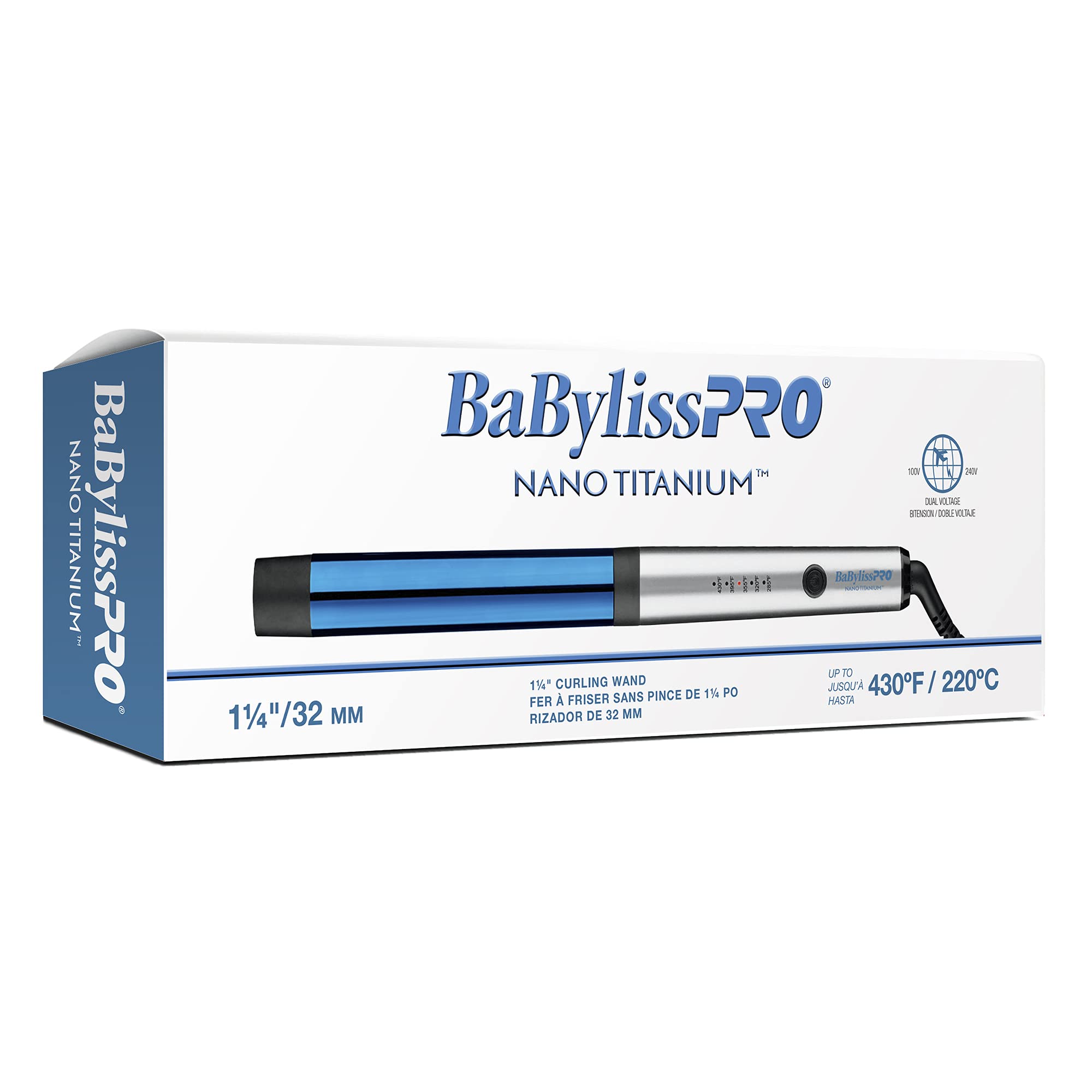 BabylissPRO Nano Titanium Professional Curling Wand For All Hair Types, Creates Long Lasting Curls