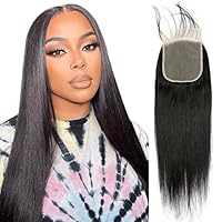 5x5 Transparent HD lace closure human hair Straight Invisible Lace 150% Density 12A Real Transparent Lace Closure Virgin Human Hair Frontal Closure Pre Plucked With Baby Hair Natural Black 12Inch