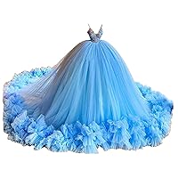 Puffy Ball Tulle Girl's Quinceanera Dress Sweet 16 Birthay Party Prom Pageant Gown