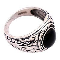 Retro Vintage 925 Sterling Silver Floral Vine Ring with Stone for Men Women Size 7.5-11