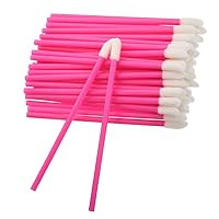 Bettomshin Disposable Lipstick Gloss Wands, Disposable Lip Brushes, Make Up Lip Brush, Lipstick Lip Gloss Wands Applicator Tool, with Soft Brush Head Makeup Kits, Rose Red Color, 50Pcs