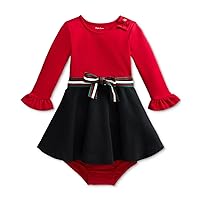 Polo Ralph Lauren Baby Girls Two Tone Stretch Ponte Dress & Bloomer 2 Piece Set