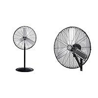 Tornado High Velocity Stationary NonOscillating Metal Pedestal Fan & 24 Inch Pro Series High Velocity Oscillating Wall Mount Fan For Commercial