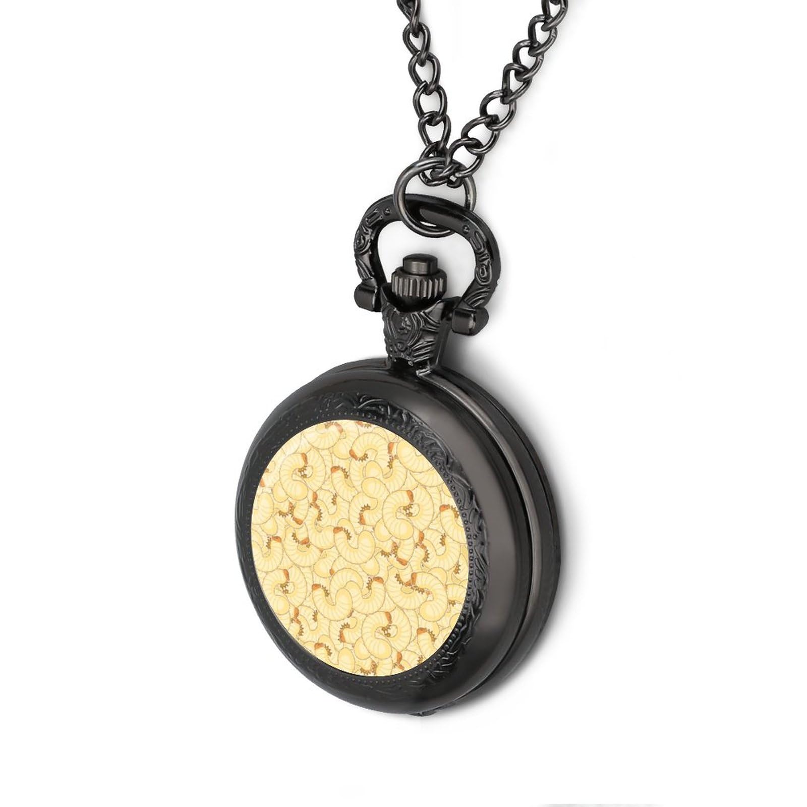 Maggot Beetle Larva Vintage Pocket Watches with Chain for Men Fathers Day Xmas Present Daily Use
