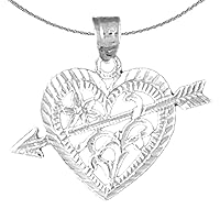 Silver Heart With Arrow Necklace | Rhodium-plated 925 Silver Heart With Arrow Pendant with 18