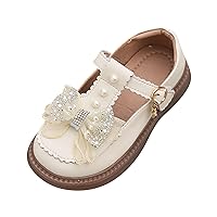 Girls' Summer Closed Toe Soft Bottom Sandals Bow Rhinestone Casual Shoes Non Slip Suitable with Princess Dress