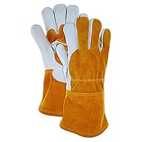 MAGID WeldPro T9800 Goat Grain Leather MIG Welding Gloves with Split Cowhide back and Cuff (12 Pair)