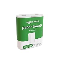 Amazon Basics 2-Ply Paper Towels, Flex-Sheets, 2 Rolls, White