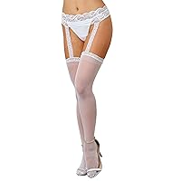 Dreamgirl Women's Standard Sheer Thigh High Pantyhose Hosiery Nylons Stockings with Comfort Lace Top Anti-Slip Elastic Band