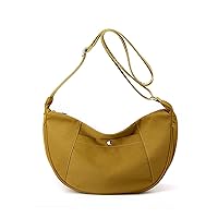 Oichy Nylon Crossbody Bag for Women Sling Crescent Bag Lightweight Shoulder Bag Fanny Pack Belt Bag for Sport Travel (Yellow)
