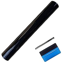 LZLRUN High Gloss Black Vinyl Wrap Self Adhesive Air Release Bubble - Outdoor Rated for Automotive Use - 1.5ft x 5ft Knife + Hand Tool