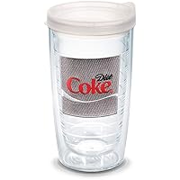 Tervis Coca-Cola® Made in USA Double Walled Insulated Tumbler Travel Cup Keeps Drinks Cold & Hot, 16oz, Clear Lid