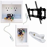 Solutions TWO-CK-TVML DIY-Series Dual Outlet Cable Management System with Flat Screen LED TV Mount for Large 32-Inch to 65-Inch Television Screens