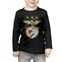 Little Boys Girls Golden Sport Lisboa Sl Benfica Logo Long Sleeve T Shirt-Black