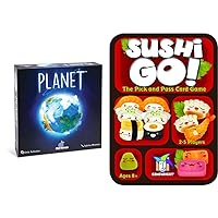 Blue Orange Games Planet Board Game - Award Winning Kids, Family or Adult Strategy 3D Board Game for 2 to 4 Players. Recommended for Ages 8 & Up. & Sushi Go! - The Pick and Pass Card Game