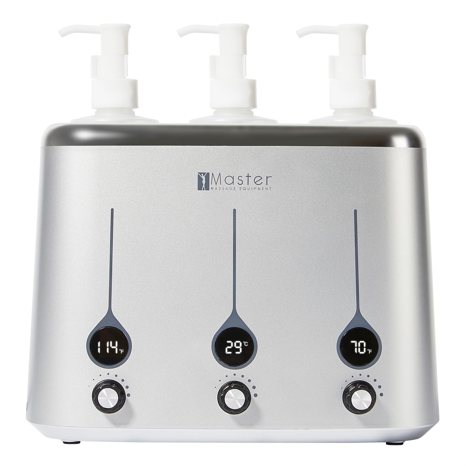 Master Massage Gen-II 3-bottles Oil Warmer for Massage Therapy & Personal Use- Quick Oil & Lotion Warmer Heats up to 140°F- Sleek, Modern Design- Available with 1 or 3 Bottles