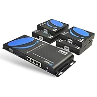 OREI 1x4 HDMI Extender Splitter Over Single Cable CAT6/7 1080P With IR Remote EDID Management - Up to 400 Ft - Loop Out - Low Latency Black