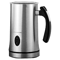 Ovente Electric Double Wall Insulated Milk Frother with 5 Ounce Frothing and 10 Ounce Heating Capacity, Hot or Cold Froth Function Available for Hot Latte, Cappuccino, and More, Silver FR4810BR