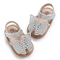 TIMATEGO Infant Baby Girls Sandals Non Slip Soft Sole T-Strap Flip Flops Toddler First Walker Crib Dress Shoes 3-18 Months