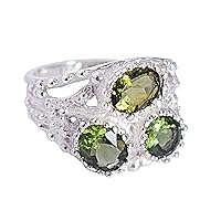 Moldavite Gemstone 925 Sterling Silver Ring Beautiful Handmade Jewellery Birthday Gift