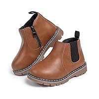 Miamooi Toddler Girls Boys Combat Ankle Boots Little Kid Waterproof Outdoor Chelsea Fall Booties Leather Comfort Shoes (Toddler/Little Kid)