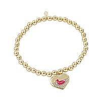Alex and Ani Barbie Movie, Heart Stretch Bracelet, Shiny Gold Finish, Multi Color, 6 to 8 in