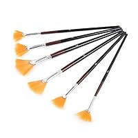 CHCDP 6Pcs Fan Shape Gouache Painting Brush Nylon Hair Wooden Handle Artist Paint Brushes Set Drawing Art Supplies