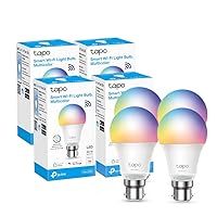 Smart Bulb, Smart Wi-Fi LED Light, B22, 9W, Energy saving, Works with Amazon Alexa and Google Home, Colour-Changeable, No Hub Required Tapo L530B (4-Pack) [Energy Class F]