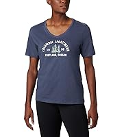 Columbia Women's Plus Size Mount Rose Relaxed Tee, Nocturnal Heather/CSC Badge, 2X