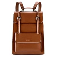 ECOSUSI Laptop Backpack for Women PU Leather Backpack Vintage for Laptop 15.6 inches Computer Bag College Bookbag