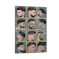 TOYOCC Hair Salon Poster Handsome Man Classic Fashion Hair Beard Barber Shop Aesthetic Art Poster Canvas Poster Bedroom Decor Office Room Decor Gift Frame-style 24x36inch(60x90cm)