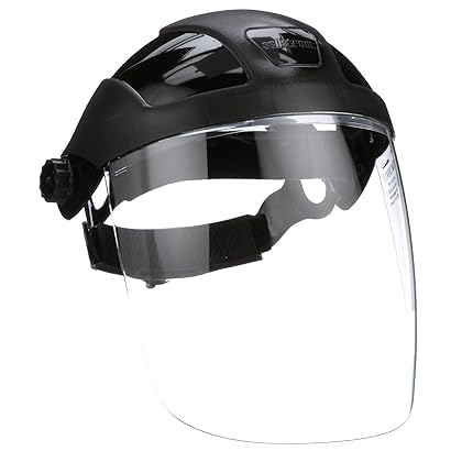Sellstrom Face Shield S32010, Single Crown, Full Safety Mask for Men and Women, Clear Polycarbonate, Ratchet Headgear, Lightweight Comfort, ANSI Z87