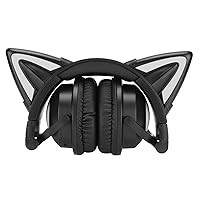 PUSOKEI Cat Gaming Headset, Stereo Sound Cat Ear Headphones with Microphone,Gaming Headset for Girls with Adjustable Headband