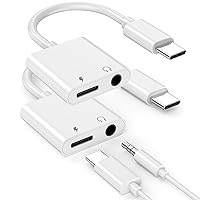 2 Pack Headphone Adapter for iPhone 15, [Apple MFi Certified] USB C to 3.5mm Headphone and Charger Adapter Splitter 2 in 1 Dongle Connectors for iPhone 15 Pro Max/15 Pro/15 Plus, iPad