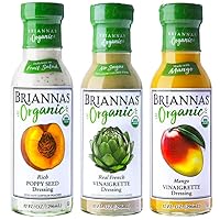 BRIANNAS Organic Variety 3 Pack: Organic Mango Vinaigrette, Organic Real French Vinaigrette, & Organic Rich Poppy Seed Salad Dressing 10 Fl Oz (3 Pack)