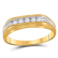 Diamond2Deal 10kt Two-tone Gold Mens Round Diamond Wedding Band Ring 1/8 Cttw Color- I-J Clarity- I2-I3
