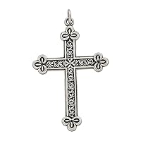 Sterling Silver Rhodium Oxidized Antique Vintage Cross Pendant