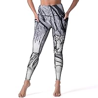 White Tiger Snow Women's Yoga Pants High Waist Leggings with Pockets Gym Workout Tights