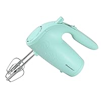 Elite Gourmet EHM003M Maxi-Matic Ultra Power Electric 5-Speed Kitchen Hand Mixer with 2 Extra Wide Stainless Steel Smooth Creamy Whipped Mixtures Plus Convenient, Beater Storage, Mint Blue