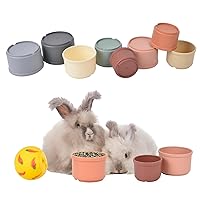 ChezMax 8 Pcs Stacking Cups for Rabbits, Multi-Colored Stackable Bunny Toys, Safe Plastic Pet Nesting Snack Cup for Small Animals Parrot/Hamsters/Dutch Pig, Bunny Supplies for Playing and Hiding Food