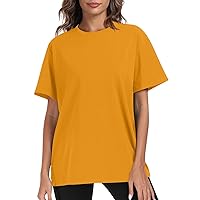 Women's Fall Tops T Shirts Short Sleeve Tees Fashion Tops Lightweight Soft Casual Summer Outfits Clothes, S-3XL