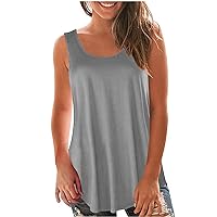 Womens Tank Tops Sleeveless Blouse Summer Loose Fashion T Shirts Athletic Workout Running Golf Tees Trendy Plain Casual Tops